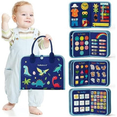 hahaland Busy Board 7 in 1 mazuļiem no 1 gada — Activity Board Baby sensory Montessori rotaļlieta no 1 2 3 45 gadu izglītojoša rotaļlieta zēniem, meitenēm