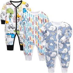 amropi Baby Boys Romper Cotton Pyjamas Pack of 3 Pyjamas Sleepsuit Overalls for 0-24 Months