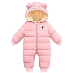 Baby Winter Jumpsuit with Hood, Romper Snowsuit Boys Girls Long Sleeve Jumpsuit Warm Outfits Gift 3-18 Months - pink