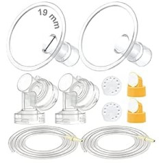 Breast Pump Kit Compatible with Medela Pump in Style Advanced Pump; 2 x Two Piece 19mm Breastshield, 2 Valves, 4 Diaphragms, 2 Spare Tubes; Replacement Part for Medela Shield, Medela Valve