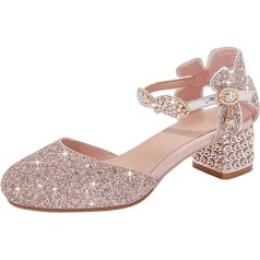 UnoSheng Kinderschuhe Mädchen Sandalen Grils Kleid Schuhe Hochzeit Party Close Toe Glitter High Heels für Kinder Kids 35