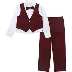 Hedmy Boys Suits Gentleman Bow Tie Shirt Suit Vest Trousers 4-Piece Chic Christening Birthday Party Tuxedo Suit for Birthday Party Pageant
