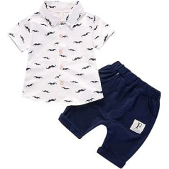 Svinīgi toddler Bodysuits bērniem Zēniem Zēniem Vasaras džentlmeņu uzvalks Apģērbs ar īsām piedurknēm T krekls Topi Šorti Ikdienas 2 gab. Tērpu komplekts