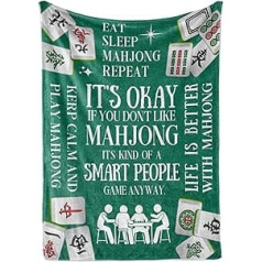 Huglanket Mahjong Geschenke für Frauen und Männer, lustige Mahjong-Flanell-Überwurfdecke für Mah Jongg-Liebhaber, 127 x 165 cm, hautfreundlich, Neuheit Mahjongg Überwurfdecke