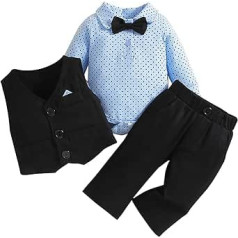 Pludmales apģērba uzvalks no 0 līdz 24 mēnešiem Toddler Kids Boys Gentleman's dresssuit 4PCS krekli + veste + bikses + cepure Bērnu zīdaiņu tērpi