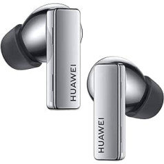 Huawei FreeBuds Pro True bezvadu Bluetooth austiņas ar inteliģentu trokšņu slāpēšanu, 3 mikronu sistēmu, ātru bezvadu uzlādi, Silver Frost, 55033466, Silver Frost