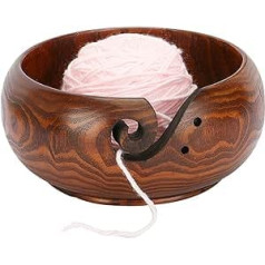 Chseeo Rosewood Yarn Bowl, 6.3 Inch, Wool, Yarn Holder, Knitting, Storage Bowl, Wire Storage Bowl, Hooks, Accessories for Knitting and Crochet #1