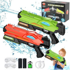 VATOS Pack of 2 Electric Water Gun for Children Adults, Automated Soaker Spray Guns, Motorised Electric Water Pistols Toy for Summer Outdoor Pool Beach Water Fighting