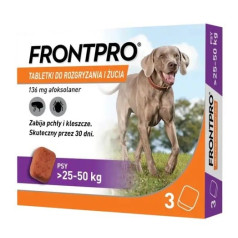 Frontpro tabletes pret blusām un ērcēm suņiem (>25-50 kg) - 3x 136mg