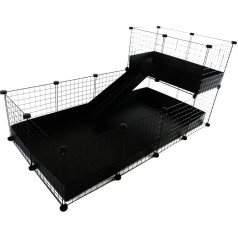 C&c two-story modular cage for guinea pig, rabbit, hedgehog 145x75 cm - black