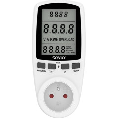 Wattmeter, energy calculator with LCD display, 16a, 3680w, ae-01