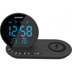 Radio clock fm pll/alarm/usb/cr85bk charge/wireless charging/indoor/outdoor temperature/black