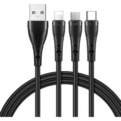 3v1 USB-uz USB-C | Lightning | Micro USB kabelis, Mcdodo CA-6960, 1,2 m (melns)