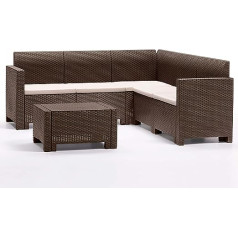 BICA Nebraska Corner Garden Furniture Set 5 Seater Lounge Brown Rattan Design