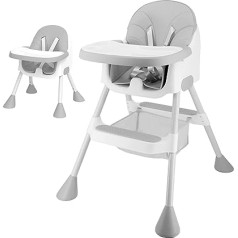 Baby Highchair from 6 Months, 2 in 1 High Chairs for Babies and Toddlers, Ergonomic, Comfortable, Tilt, Foldable, with Adjustable Height, Footrest, Removable Double Tray Toddler Chair
