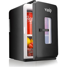 Vasip Mini Fridge 15 L Fridge Small Portable with Cooling and Heating Function, Small Drinks Fridge for Home, Office, Camping and Car (AC/DC) Energy Class F