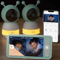 BOIFUN Baby Monitor with 2 Cameras App, Split Screen Display, 2K HD Picture, PTZ 355°/60°, 4×Zoom, Automatic Tracking, Crying/Motion/Noise Detection, Temperature and Humidity Measurement