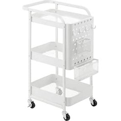 Amazon Brand - Movian 3-Tier Cart with Baskets and Hooks, White