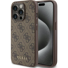 Guess 4G Metal Gold Logo Back Case Aizsargapvalks Priekš Apple iPhone 15 Pro