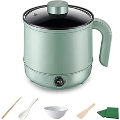 Electric Hot Pot Pot, 1.7 L Electric Fondues, Portable Non-Stick Cooking Pot, Multi Cooker with Double Power Control for Stir Fry, Steak, Pasta, Ramen Cooker, Dorm and Apartment (Green1)