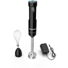 POYOCOM Wireless Variable Speed Hand Blender Rechargeable with 20W Charger Whisk for Smoothies, Milkshakes, Hummus and Soups (Black)