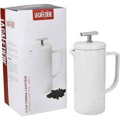 La Cafetière Vienna Cafetière 4 tases mazs franču preses kafijas kanniņš dāvanu kastītē, keramika, balts, 480 ml tilpums