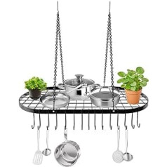 Vdomus Pot Holder Ceiling Mount Cookware Rack Hanger Organiser with Hooks (83 x 43 cm)