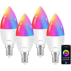 ANTELA Alexa Light Bulb E14 4,5 W LED lampas Viedā WiFi spuldze RGB Vēsi balta Silti balta gaisma, Lietojumprogrammu vadība, Balss vadība, Savietojams ar Google Home, 4 gab.