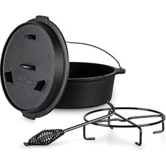 ToCis Big-BBQ Dutch-Oven Made of Cast Iron | Ready-Baked Cast-Iron Cooking Pot | Premium with Lid Lifter| With and Without Legs