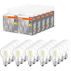 OSRAM BASE CLASSIC A FIL 40 LED Bulb with E27 Socket, Classic Bulb, Double Pack, 4W, 470lm, 2700K, Warm White Light, Low Heat, Long Life, Energy Saving, Pack of 20