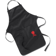 Weber BBQ Apron with Embroidery 6533 Black BBQ Apron with Large Pockets for Utensils
