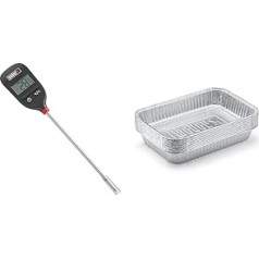 Weber 6750 Digitales Taschenthermometer, Grillthermometer ar Sofortanzige, 3,2 x 10,8 x 5,0 cm un 6415 mazas 7–1/2 collas x 5 collas alumīnija pilienu pannas, komplektā pa 10