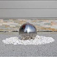 ESB3 Stainless Steel Fountain with 30 cm Polished Stainless Steel Ball Ball Fountain with LED Lighting