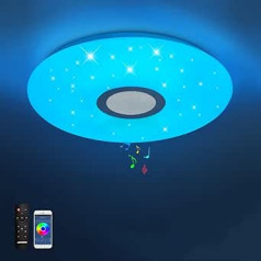 JDONG Bluetooth griestu lampa 24 W ar skaļruni Bērnu istabas griestu gaismas diode, regulējama 3000 K - 6500 K ar tālvadības pulti RGB krāsu maiņas lampa guļamistabai viesistabai virtuvei Diametrs 30 cm