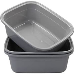 Ordate 13 Litre Plastic Washing Up Bowl, Washing Up Bowl, Grey, Pack of 3