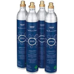 GROHE Blue — Starterset 425g CO2 (4 Stk, bis zu 60 Liter sprudelndes Wasser pro Flasche), 40422000