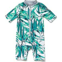 Bonverano Baby Boys Swimsuit UPF 50+ Sun Protection One Piece Sun Suit Rash Guards with Sun Hat, Green (green 1)