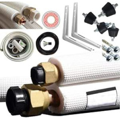 2 x 3 m refrigerant line + wall bracket + anti-vibration feet/damper copper cable copper pipe for split climate 7/9/12000 btu 2.7 kW to 3.6 kW air conditioning unit (1 x 1/4 inch + 1 x 3/8 inch)