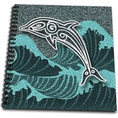 3dRose DB 210642 _ 2 Dolphin Sea Life in Aqua Glitter-Look Scrapbook Style Ocean atmiņu grāmata, 12 durch 30,5 cm