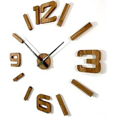 3D Wall Clocks DIY Wooden Oak Large Wall Clock 100-130 cm 3D Wall Clock Modern Design EKO Wall Clocks Wall Sticker Decoration Clocks for Office Living Room Bedroom Decorative Item Quartz Clock (Black