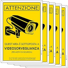 AREA VIDEOSORVEGLIATA alumīnija zīme 3 mm bieza videonovērošanas kamera (#5-8"x12")