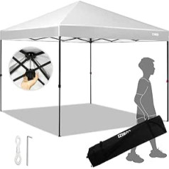 cobizi SB-122 lapene 3 x 3 m ūdensizturīga saliekama lapene UV aizsardzība 50+ Pop Up dārza lapene One Push dārza telts āra ballīšu telts kempingam, pludmalēm, svētkiem, soma ar riteņiem, balta