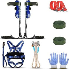 Aomdom Crampons for Trees, Tree Climbing Equipment Set, Crampons, Tree Climbing with Safety Belt, Fall Protection, Rope, Rescue Belt for Mountaineering, Tree Climbing, Outdoor (Blue)