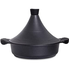 Marokas Tagine kastrolis | Indukcija | Pašroktura vāks 28cm liels metāls | Īpaši nepiedegošs tradicionāls smalkais tadžīnu kastrolis lēnai gatavošanai (melns)