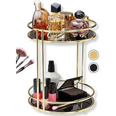 Make-up Organizer Gold Virtuves organizators Vannas istabas galda apdare Daudzfunkcionāls organizators Divu līmeņu paplātes apdares galds Divu līmeņu zelta