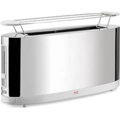 Alessi SG68 W Design Toaster mit Brötchenaufsatz, aus Edelstahl und PC, weiß