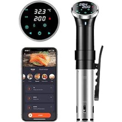 Sous Vide plīts, Wi-Fi Sous Vide Stick 1100 W precīzs vārīšanas katls, iegremdējams cirkulators ar temperatūras iestatījumu 25-95 °C + taimeris, IPX7 ūdensizturīgs, ideāli piemērots ģimenes vakariņu gatavošanai, Ziemassvētku vakariņām