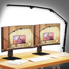 AILBTON LED Desk Lamp with Clip, Multi-Angle Flexible 4 Sections, 3 Light Sources Office Desk Lamp, 4 Colour Temperatures and 5 Brightness Levels, Night Eye Care Table Lamp for Home Office Studio