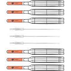 D-ICE kebabu grilēšanas grozs un grilēšanas iesmi no nerūsējošā tērauda - Kabob grilēšanas grozi, 6 un 3 metāla grila iesmi. Kabob grozs dārzeņiem, garnelēm — grilēšanas grozi un bārbekjū iesmi