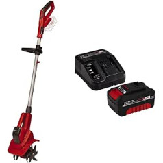 Einhell GE-CR 18/20 Li E Power X-Change bezvadu zemes kaplis (18 V, litija jonu, elektroniska ātruma kontrole, 4 smalcināšanas naži, papildu rokturis, komplektā ir 4,0 Ah akumulators un lādētājs)